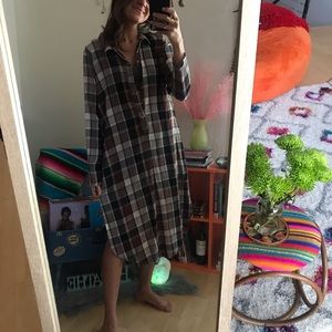urban renewal | brown plaid shirt dress